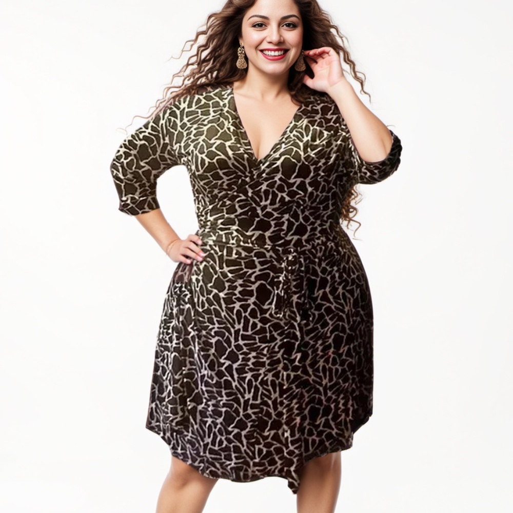 Never Worn Kiyonna Wrap Dress 3X Animal Print